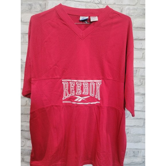 Vintage Reebok Logo Spell‎ Out Embroidered T Shirt Size XL Vented Red 90s - Picture 5 of 10